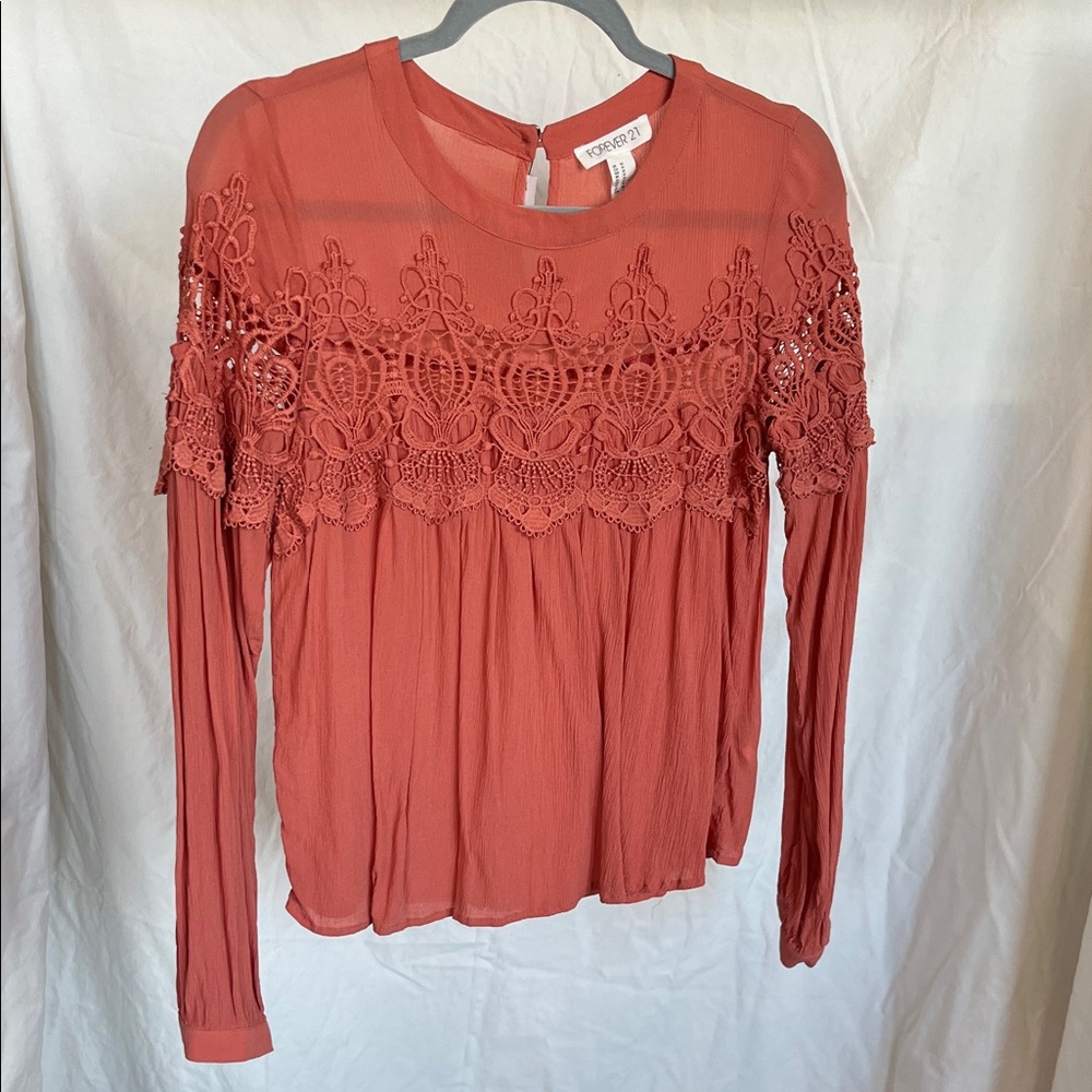 😻5for$15😻 Forever 21 Rust Lace Blouse M